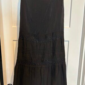 JOHNNIE WAS, RAYON BLK LONG SKIRT, MED TO LG